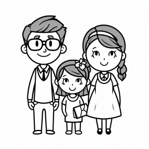 Family - Coloring picture of a happy family