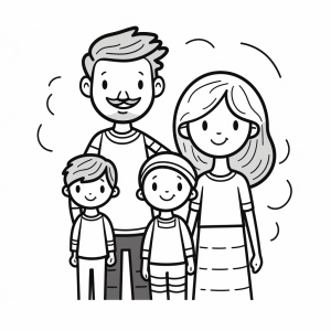 Family - Cheerful family portrait to color in