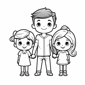 Family - Happy siblings coloring page