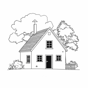 Farmhouse at dawn - Farmhouse at dawn coloring page