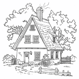 Farmhouse at dawn - Farmhouse at dawn coloring page