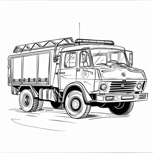 Fire engine in action - Fire truck ready for action coloring page