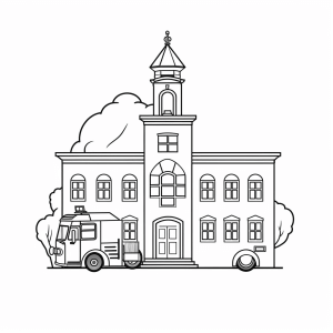 Fire station - Fire station coloring page