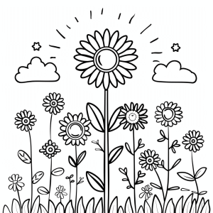 Flower meadow in the sunlight - Flower meadow in the sunlight coloring page