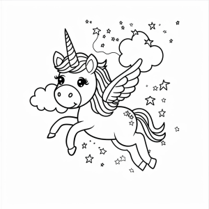 Flying unicorn - Flying unicorn to color in