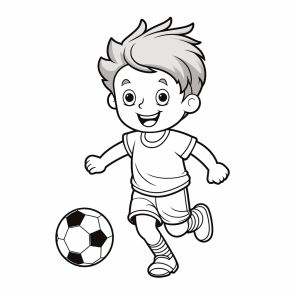 Footballers dribbling - Soccer player dribbling coloring picture for kids