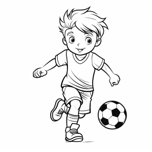 Footballers in action - Soccer player in action coloring page