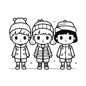 Friends - Winter friends coloring page for kids