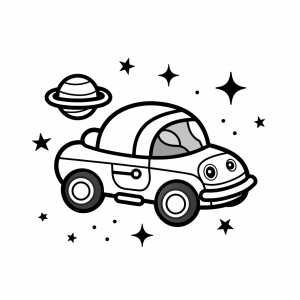 Galaxy - Galactic space car coloring page