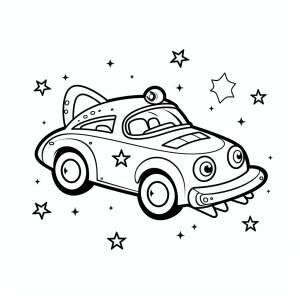 Galaxy - Space car coloring motif for children