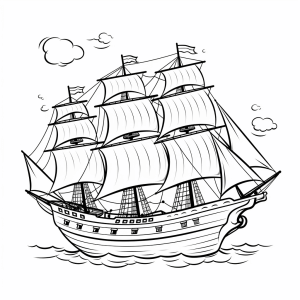 Galleon - Galleon on the high seas - coloring page