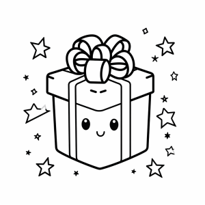 Gifts - Gift coloring picture with shimmering stars