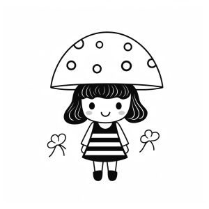 Goal celebration - Coloring picture with cheerful mushroom umbrella