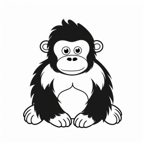 Gorilla - Adorable gorilla: coloring picture for children