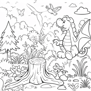 Green forest and dragons - Magical dragon friend in the forest