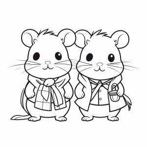 Guinea pig - Guinea pig friends coloring page