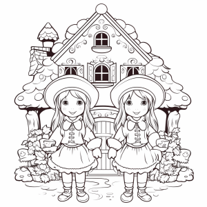 Hansel and Gretel - Hansel and Gretel fairy tale adventure coloring page