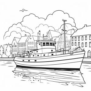 Harbor - Harbor Adventure Coloring Page