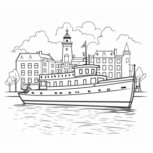 Harbor - Harbor adventure coloring picture