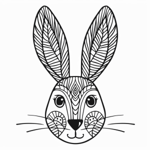 Hare's head - Bunny with decorative patterns to color in