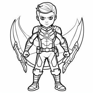 Hawkeye - Bow hero in action: creative coloring template