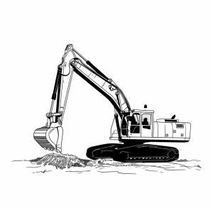 Heavy excavator during earthworks - Excavator doing earthworks coloring page