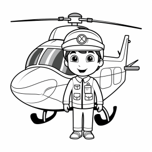 Helicopter pilot - Pilot in helicopter coloring picture