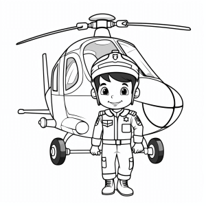 Helicopter pilot - Pilot in helicopter coloring picture