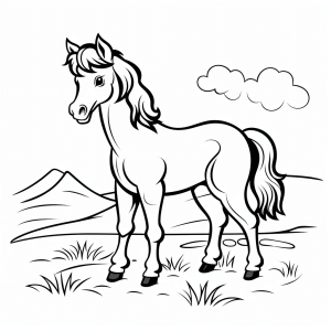 Horse farm - Colorful horse farm coloring page for children