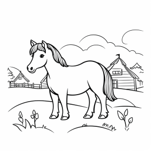 Horse farm - Horse farm coloring fun for children