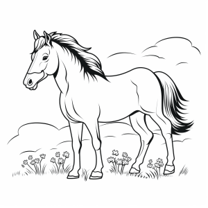 Horse farm - Horse farm idyll coloring page