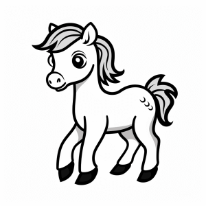 Horse - Adorable pony coloring motif for children