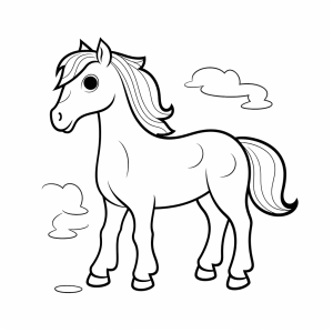 Horse - Horse in the meadow coloring picture