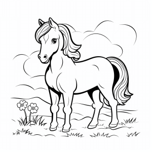 Horse - Adorable horse coloring motif