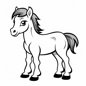 Horse - Cute pony coloring picture for little artists