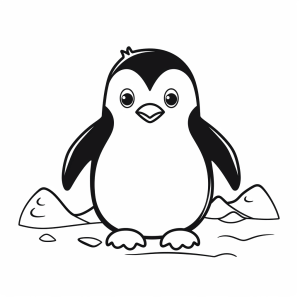 Ice skating - Ice skating fun with a penguin - coloring page for children