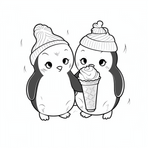 Ice skating - Ice skating penguins coloring page