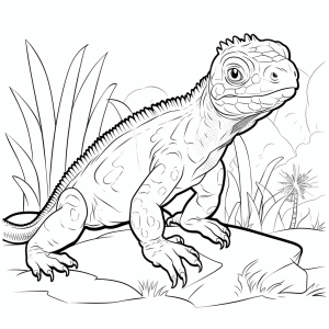 Iguana - Iguana coloring page for kids