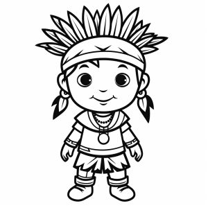 Indian chief - Chieftain boy adventure coloring page