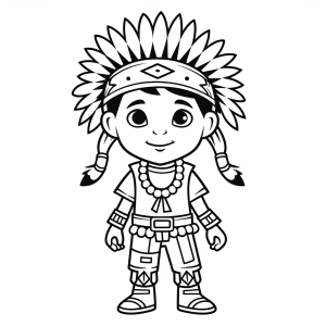 Indian warrior - Brave Indian hero coloring picture