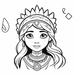 Indian woman - Indian woman coloring picture for children