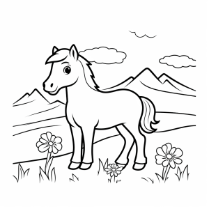 Jumper - Jumping horse in the meadow coloring page