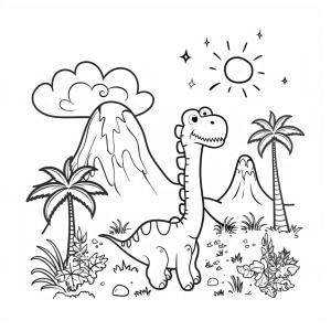 Jura landscape - Jurassic Adventure Coloring Page