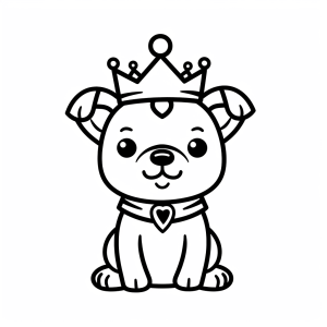 King with crown - Royal dog with crown to color in