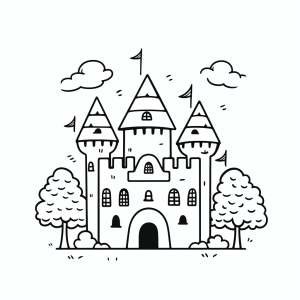 Knight's castle - Knight's castle adventure to color in