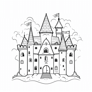 Knight's castle - Majestic knight's castle to color in