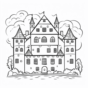 Knight's castle - Fairytale knight's castle coloring page