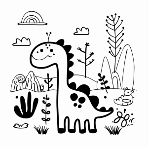 Land of the dinosaurs - Dinosaur Land Adventure Coloring Page