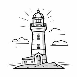 Lighthouse - Coloring page Lighthouse by the sea