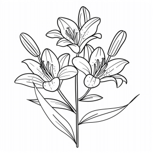 Lilies at the water's edge - Lilies at the water's edge - coloring page for children